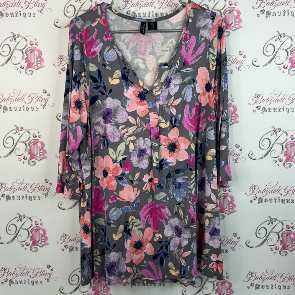 Cynthia Rowley long sleeve flowers Floral Blouse - Pink, Purple, and Grab